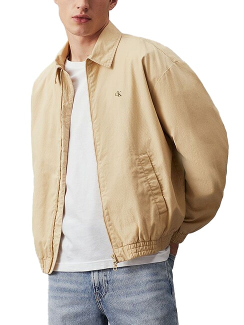 CALVIN KLEIN CK JEANS Relaxed Fit Jacke mit Reißverschluss blasses Khaki - Herrenjacken