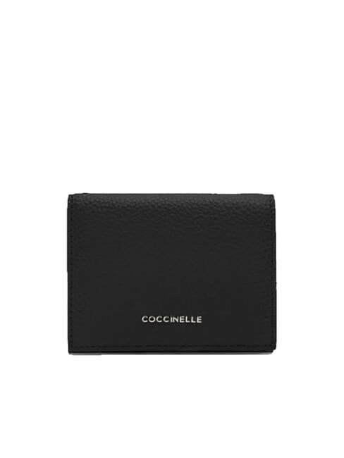 COCCINELLE METALLIC SOFT Kleine Geldbörse aus Leder Schwarz - Brieftaschen Damen