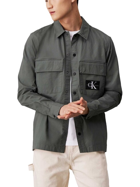 CALVIN KLEIN CK JEANS Relaxed Fit Langarm-Cargohemd endloses Grau - Herrenhemden
