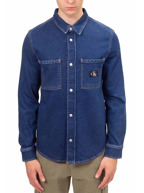 CALVIN KLEIN CK JEANS Langärmliges Jeanshemd mit normaler Passform dunkler Denim - Herrenhemden