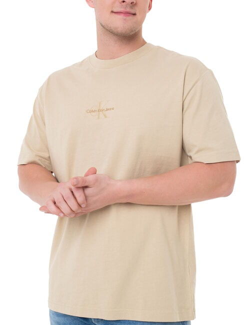 CALVIN KLEIN CK JEANS Gewaschenes Monolog-Kurzarm-T-Shirt blasses Khaki - Herren-T-Shirts