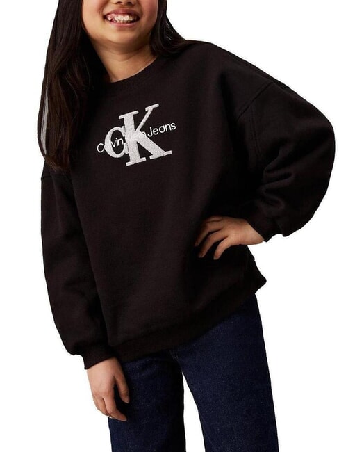 CALVIN KLEIN CK KIDS Sweatshirt mit Rundhalsausschnitt und Sherpa-Logo ck schwarz - Sweatshirts Kinder