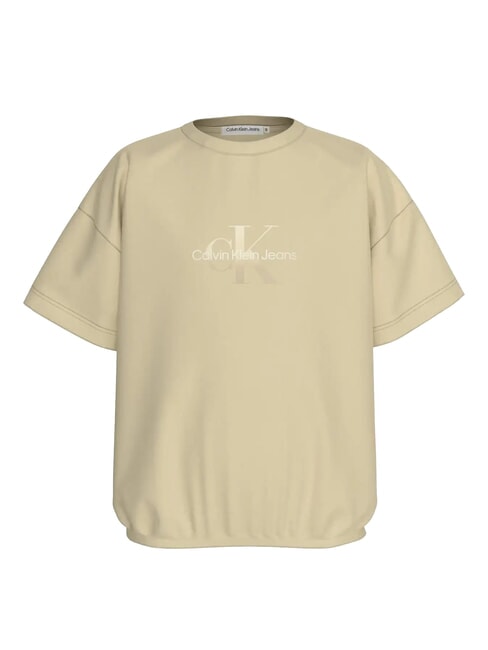 CALVIN KLEIN CK KIDS Kurzärmliges T-Shirt aus elastischer Baumwolle blasses Khaki - Kinder-T-Shirt