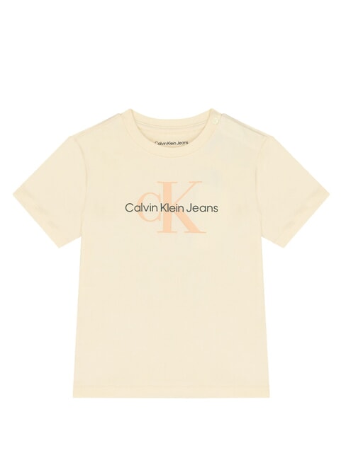 CALVIN KLEIN CK KIDS Kurzarm-T-Shirt mit Knopf Afterglow / Pink Sand Logo - Kinder-T-Shirt