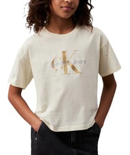 CALVIN KLEIN CK KIDS Kurzarm-T-Shirt mit Glitzer-Logo - Kinder-T-Shirt