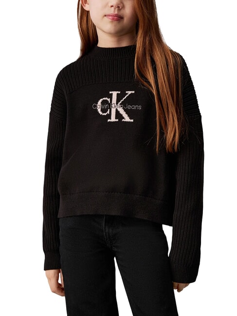 CALVIN KLEIN CK KIDS Rundhalspullover aus Baumwolle ck schwarz - Kinderpullover