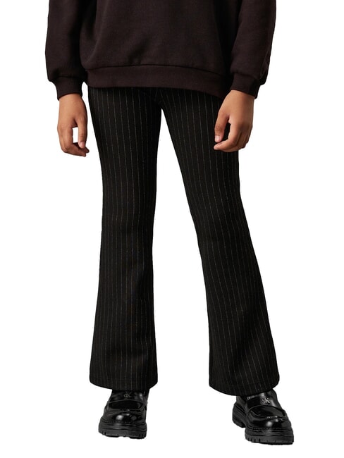 CALVIN KLEIN CK KIDS Nadelstreifenhose mit hoher Taille für Mädchen ck schwarz - Kinderhosen