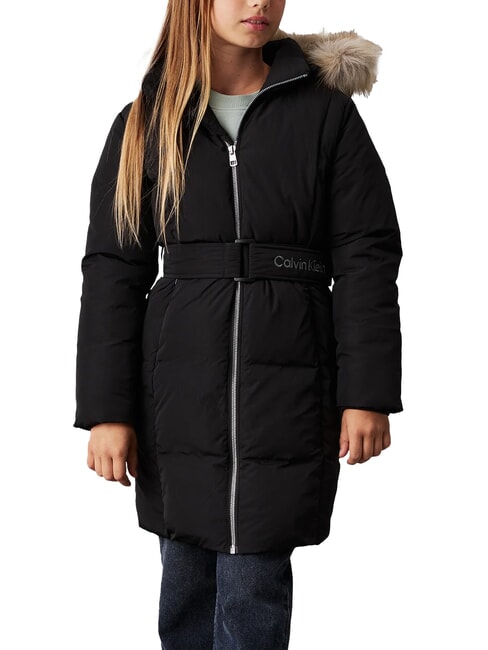 CALVIN KLEIN CK KIDS Lange Daunenjacke für Mädchen mit Kapuze ck schwarz - Kinder Jacken
