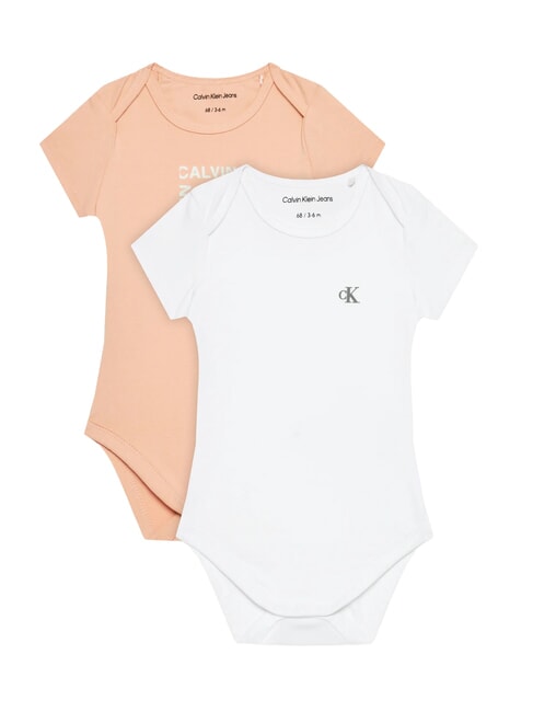 CALVIN KLEIN CK KIDS 2er-Set Babybodys rosa Sand / strahlendes Weiß - Strampler und Baby-Outfits