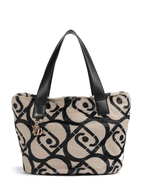 LIUJO VERRY Große Hobo-Tasche aus Plüsch neutral/schwarz - Damentaschen