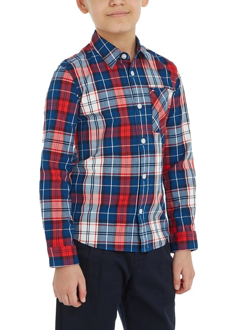 TOMMY HILFIGER TH KIDS Tartan Baumwollhemd blaues Karo - Kinderhemden