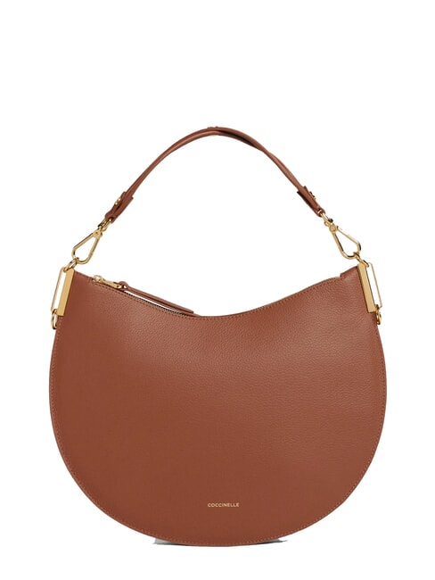 COCCINELLE SUNUP Mittelgroße Umhängetasche aus Leder Cognac/Schwarz - Damentaschen
