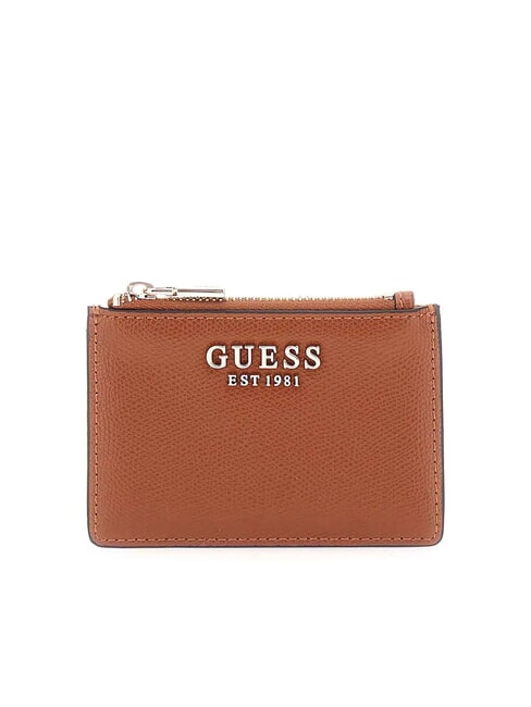 GUESS AMORETTE Flaches Kartenetui mit Reißverschluss COGNAC - Brieftaschen Damen