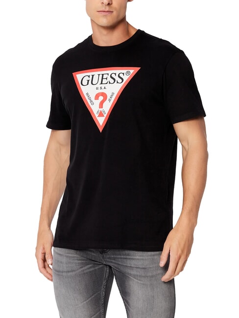 GUESS TRI LOGO Baumwoll t-shirt jetbla - Herren-T-Shirts
