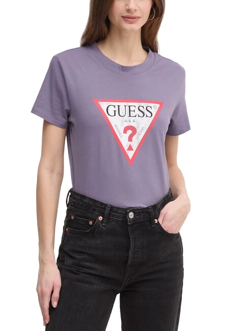 GUESS CLASSIC FIT LOGO T-Shirt mit Logo violette Waschung - T-Shirts und Tops für Damen