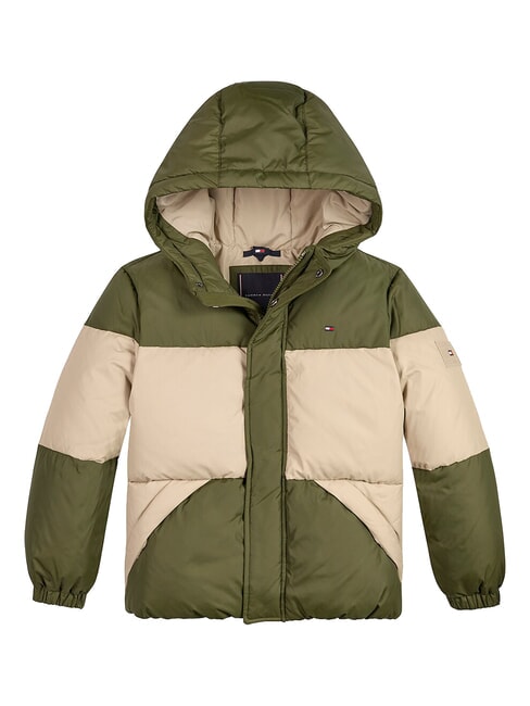 TOMMY HILFIGER TH KIDS Kapuzenjacke grün-beiger Farbblock - Kinder Jacken