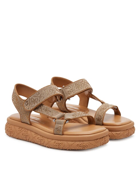 GUESS LODE2 Sandalen mit Riemchen und Strass Beige / Braun - Damenschuhe