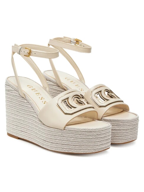 GUESS TANVEE Espadrillesandalen mit hohem Keilabsatz creme/gold - Damenschuhe