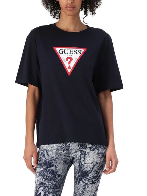 GUESS JEANS ICONIC Kurzarm-T-Shirt mit entspannter Passform gewagter Ozean - T-Shirts und Tops für Damen