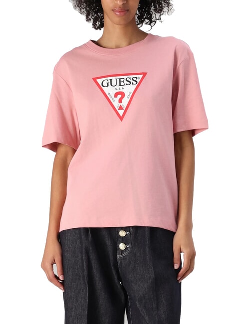 GUESS JEANS ICONIC Kurzarm-T-Shirt mit entspannter Passform leichtes Rosa - T-Shirts und Tops für Damen