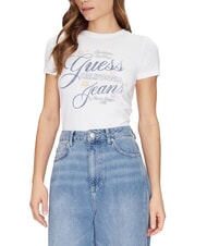 GUESS JEANS FLOWER Slim Fit Kurzarm-T-Shirt - T-Shirts und Tops f&uuml;r Damen