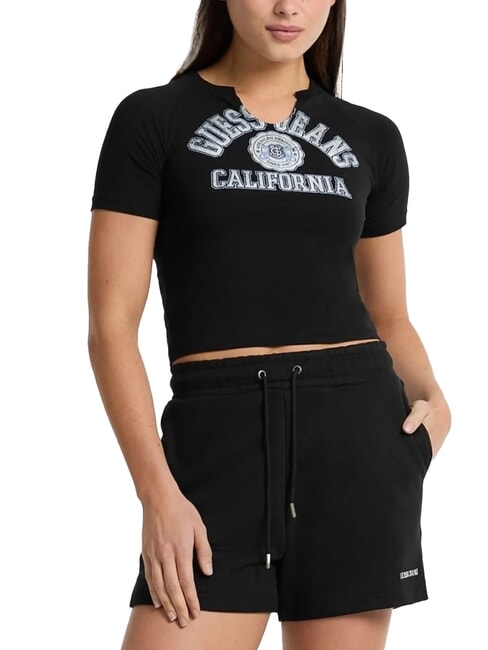 GUESS JEANS LOGO CALIFORNIA Kurzärmliges, kurzes Stretch-T-Shirt jetbla - T-Shirts und Tops für Damen