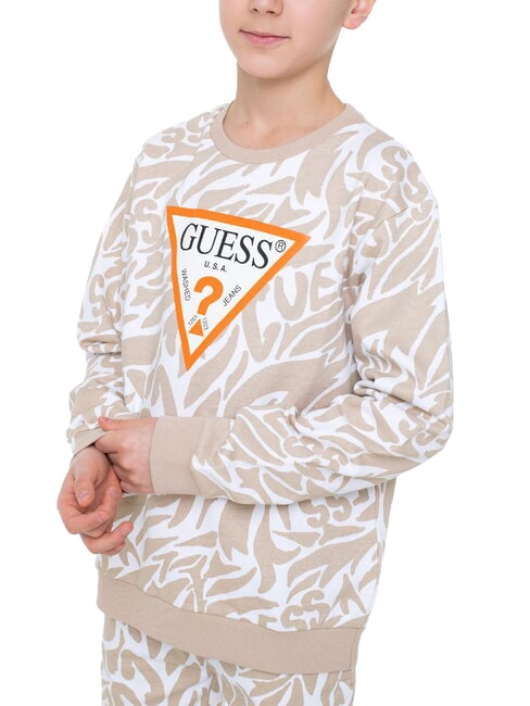 GUESS KIDS ACTIVE Rundhals-Sweatshirt mit Allover-Print Zebra-Braun-Druck - Sweatshirts Kinder