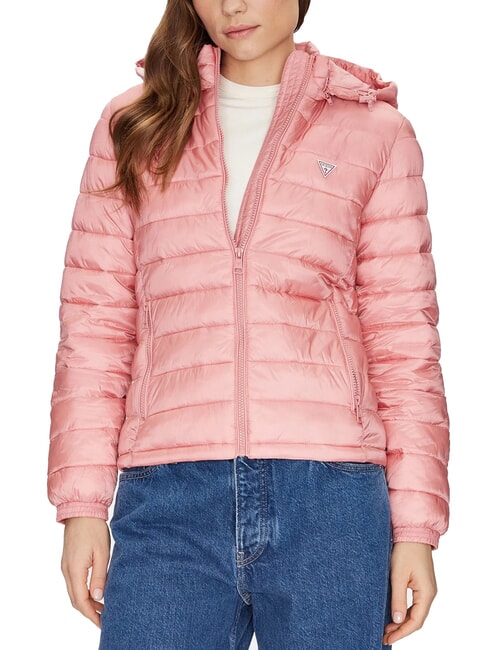 GUESS JEANS PACKABLE Leichte Daunenjacke mit Kapuze leichtes Rosa - Daunenjacken für Damen