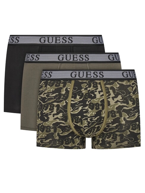 GUESS JOE 3 mehrfarbige Boxershorts grüne Tarnung 81 - Herrenslip