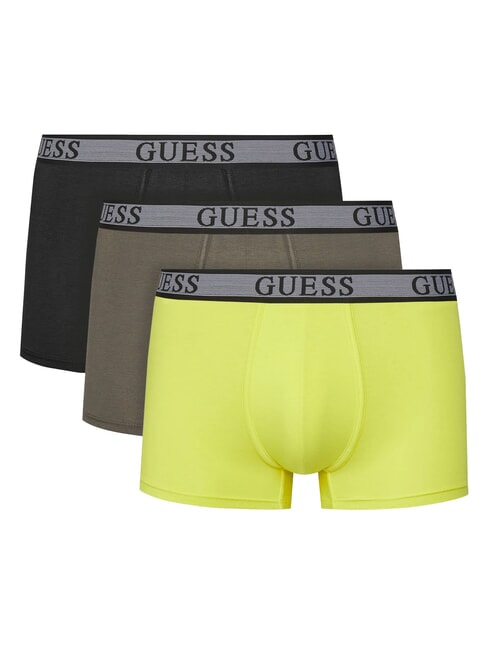 GUESS JOE 3 mehrfarbige Boxershorts schwarzer Lavagelber Kamm - Herrenslip