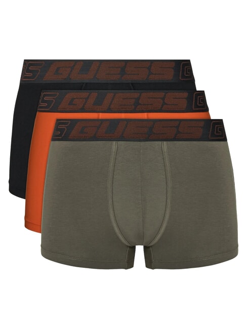 GUESS JOE 3 mehrfarbige Boxershorts Lavaschwarz Orange - Herrenslip