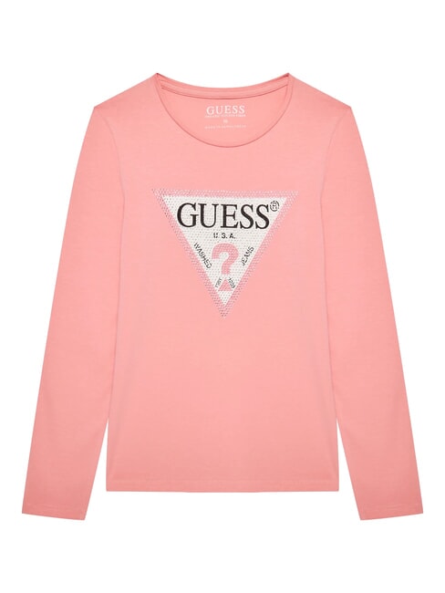 GUESS KIDS Langarm-T-Shirt mit Strasssteinen süßes Rosa - Kinder-T-Shirt