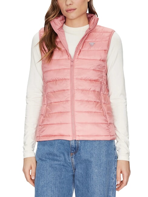 GUESS JEANS PUFFER Ärmellose Daunenjacke leichtes Rosa - Damenweste