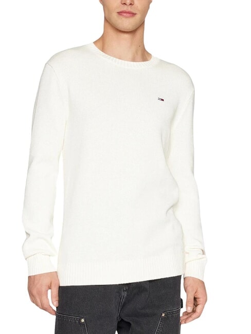 TOMMY HILFIGER TH JEANS  Rundhalsausschnitt aus Baumwolle altes Weiß - Herrenpullover