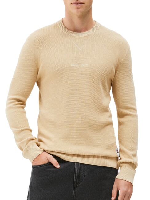 TOMMY HILFIGER TH JEANS Pullover mit Rundhalsausschnitt sanftes Gold - Herrenpullover
