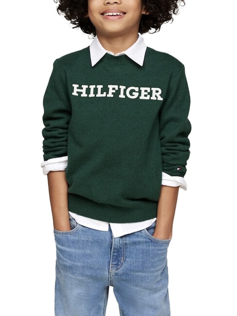TOMMY HILFIGER TH KIDS Rundhalspullover Ziergrün - Kinderpullover