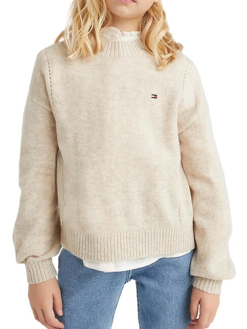 TOMMY HILFIGER TH KIDS Wollpullover mit Rundhalsausschnitt Merino Melange - Kinderpullover