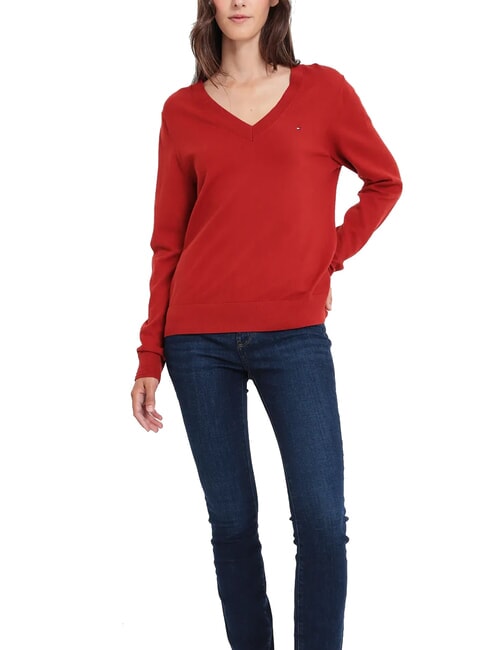 TOMMY HILFIGER TH  Pullover mit V-Ausschnitt dunkles Magma - Damenpullover