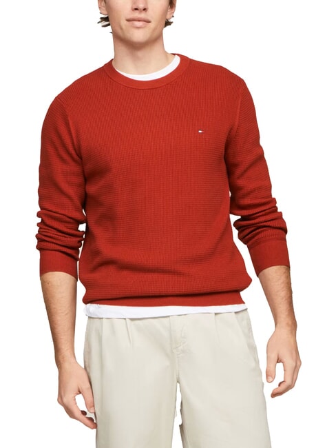 TOMMY HILFIGER TH  Rundhalspullover aus Baumwolle dunkles Magma - Herrenpullover