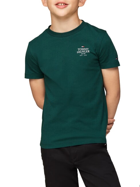 TOMMY HILFIGER TH KIDS Kurzärmeliges Baumwoll-T-Shirt Ziergrün - Kinder-T-Shirt