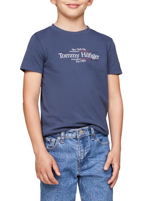 TOMMY HILFIGER TH KIDS Kurzärmeliges Baumwoll-T-Shirt Ägäisches Meer - Kinder-T-Shirt