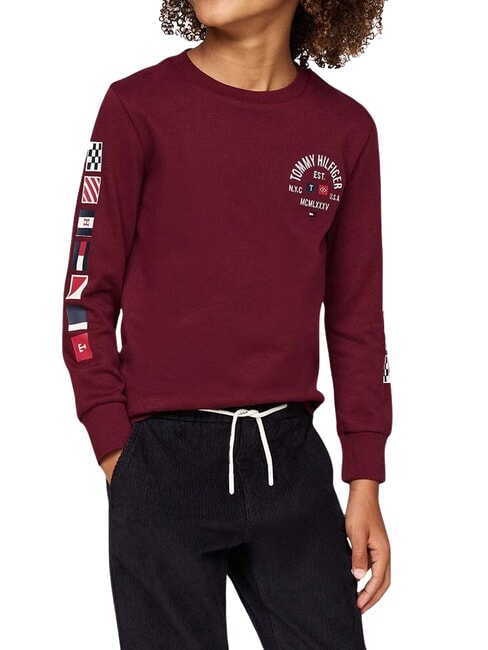 TOMMY HILFIGER TH KIDS Langärmliges Baumwoll-T-Shirt tiefrot - Kinder-T-Shirt