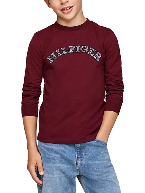 TOMMY HILFIGER TH KIDS Langärmliges Baumwoll-T-Shirt tiefrot - Kinder-T-Shirt
