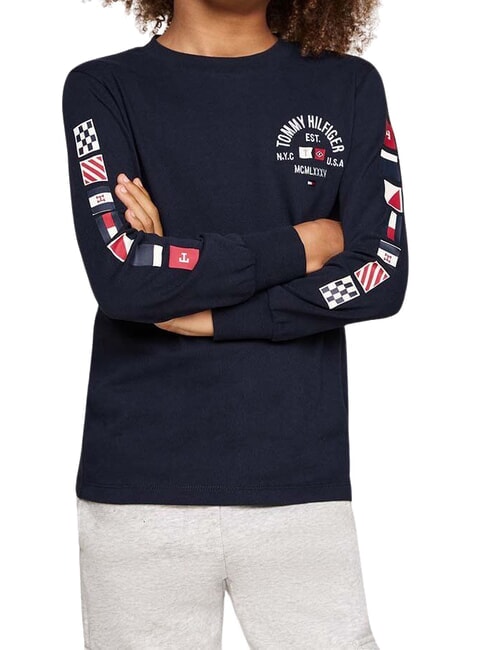 TOMMY HILFIGER TH KIDS Langärmliges Baumwoll-T-Shirt Wüstenhimmel - Kinder-T-Shirt