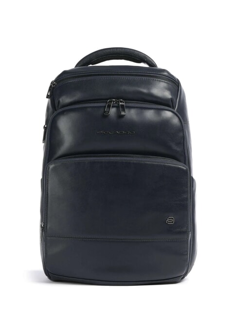 PIQUADRO W136 14" Laptop-Rucksack aus Leder Blau - PC-Rucksäcke