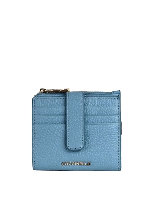 COCCINELLE METALLIC SOFT Mini-Geldbörse aus Leder arktisches Blau - Brieftaschen Damen