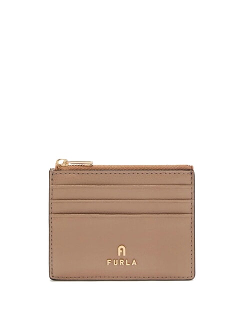 FURLA CAMELIA Kartenetui/Geldbörse aus Leder grau - Brieftaschen Damen