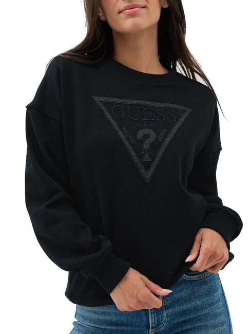 GUESS TRIANGLE GLITTER  Baumwoll-Sweatshirt jetbla - Sweatshirts Damen