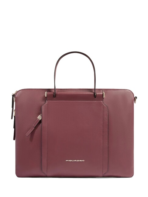 PIQUADRO CIRCLE 14-Zoll-Laptoptasche aus Leder Burgund - Arbeitstaschen