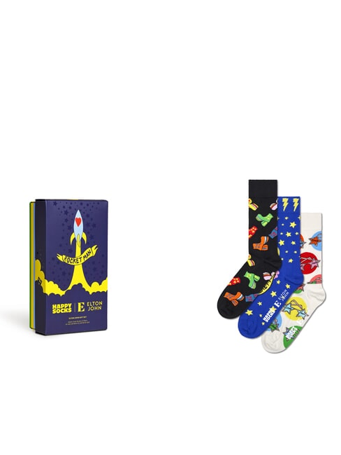 HAPPY SOCKS ELTON JOHN Geschenkset mit 3 Paar Socken Schwarz - Herrensocken/Herrenstrümpfe